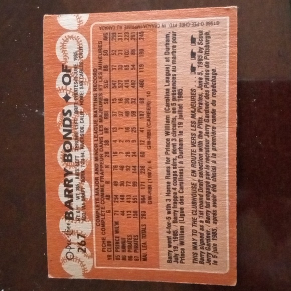 Barry Bonds Rookie Card - Picture 2 of 2